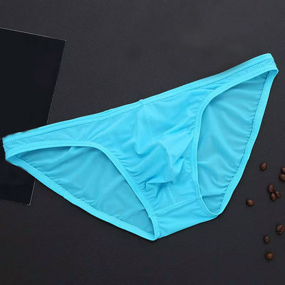 Men'S Briefs Soft Breathable Silk Sexy Underwear Men'S Hot Hips up Transparent Jockstrap Sexy Colorful Undies Cueca