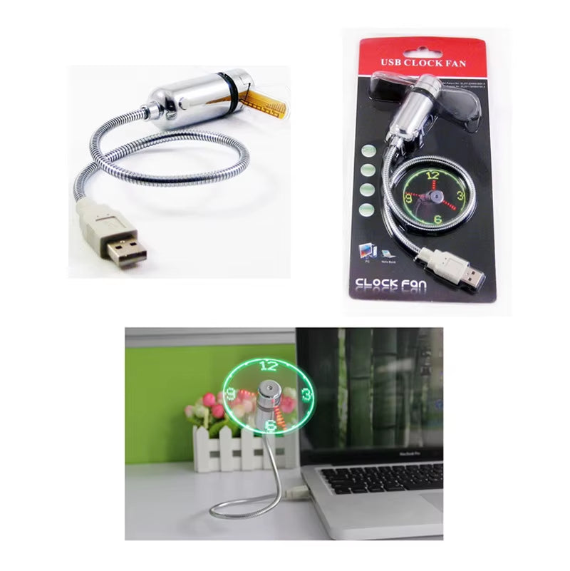 Hand Mini USB Fan Portable Gadgets Flexible Gooseneck LED Clock Fans by Laptop PC Notebook Real Time Display Durable Adjustable