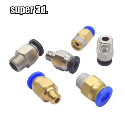 2Pcs Pneumatic Connectors for 3D Printers Parts Bowden Quick Jointer Coupler 1.75/3Mm Pipe Pc4 M6 M10 Fittings PTFE Tube 2/4Mm