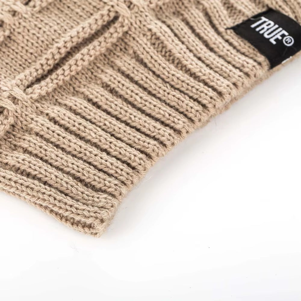 New True Letter Winter Hat Long Size Knitted Cap High Quality Casual Beanies for Men & Women Solid Bonnet Cap