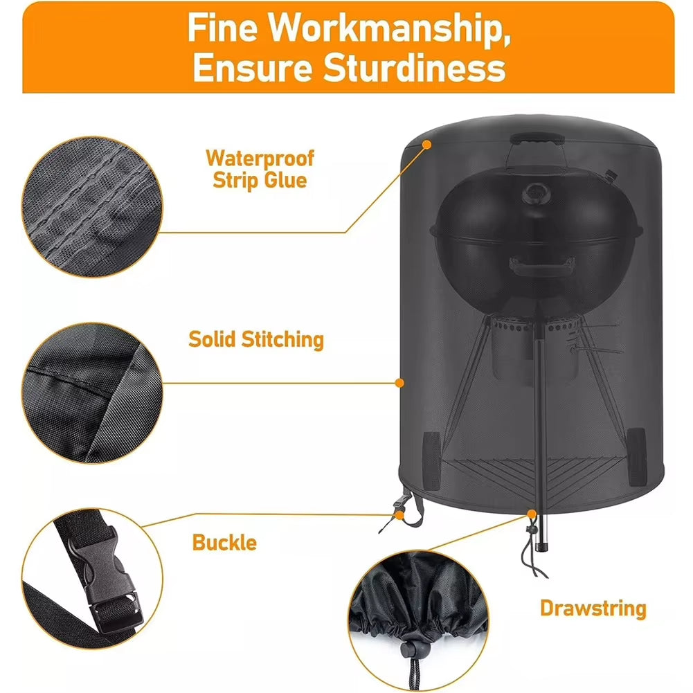 1Pcs Kettle BBQ Cover for Raweao Kettle BBQ Cover for Weber 57Cm Outdoor Waterproof Barbecue Cover round BBQ Coverings