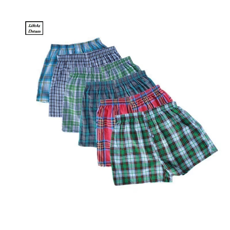 4Pcs/Lot M-4XL Classic Plaid Men Boxer Shorts Mens Underwear Trunks Cotton Cuecas Underwear Boxers for Male Arrow Panties