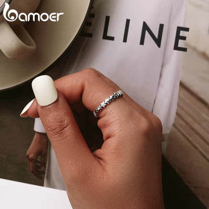 HOT SALE Genuine Silver 925 Star Ring for Women Wedding 100% 925 Sterling Silver Stackable Finger Ring Jewelry PA7151