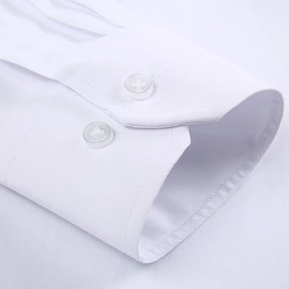 Men'S Classic Long Sleeve Standard-Fit Dress Shirts Formal Business Social Simple Basic Design White Work Office Casual Shirt