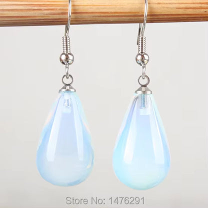 13X22MM Obsidian Clear Quartz Lapis Lazuli Rose Pink Quartz Opal Obsidian Drop Cone Bead Hook Dangle Earrings 1Pair
