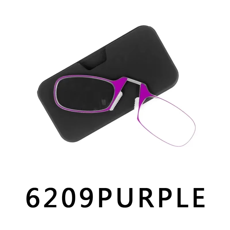 Nose Clip Reading Glasses Man High Quality Men Portable Foam Nose Glasses for Seniors Transparent Eyeglasses with Case