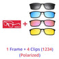 Polarized Sunglasses Men Women 5 in 1 Magnetic Clip on Glasses TR90 Optical Prescription Eyeglass Frames Magnet Clips