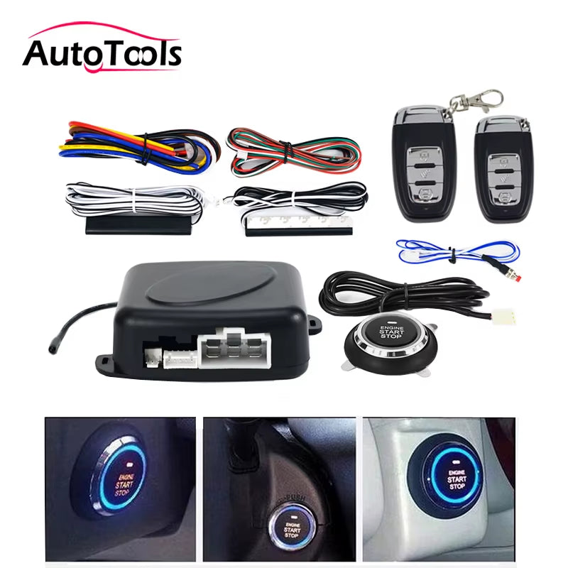 Auto Car One Start Stop Engine System with Remote Control Car PKE Keyless Entry Start System Open Trunk for 12V SUV Autostart