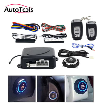 Auto Car One Start Stop Engine System with Remote Control Car PKE Keyless Entry Start System Open Trunk for 12V SUV Autostart