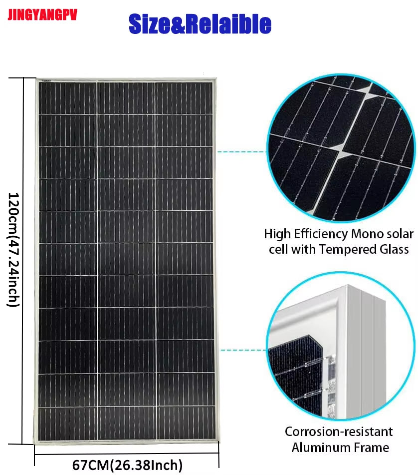 Solar Panel 100W 120W140W 160W 18V Rigid Solar Panel 25 Year Photovoltaic Monocrystalline Cell 12V Battery Charge
