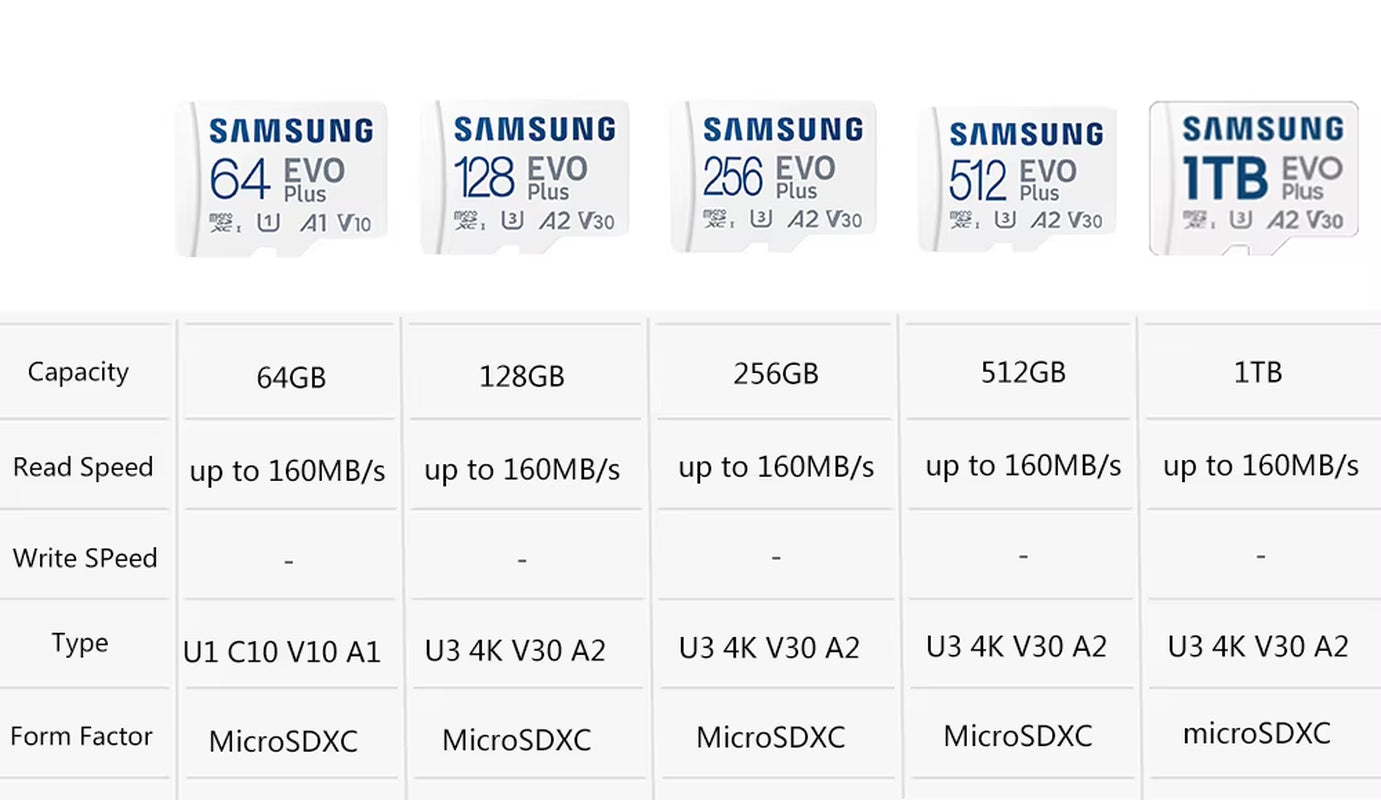 EVO plus Micro SD Card 128GB 64GB 512GB 256GB Micro SD Pro plus Flash Memory Card SD Memory U1 U3 4K Microsd TF Cards