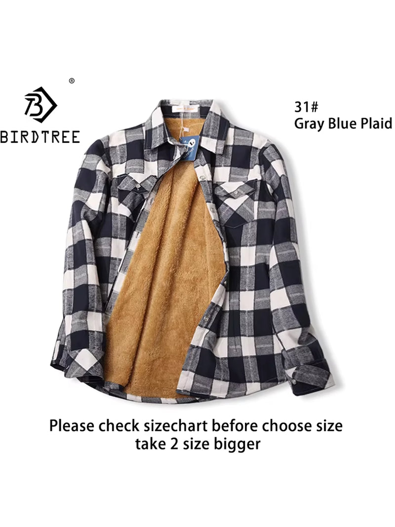 Velvet Thick Warm Women'S Plaid Shirt Female Long Sleeve Tops M-5XL Winter Fleece Casual Check Blouse Autumn Clothes T77710A