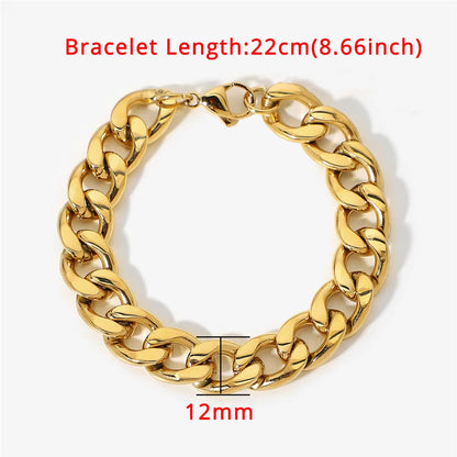 Mens 316L Stainless Steel Male Bracelet Wholesale Braslet Gold Silver Color Braclet Chunky Cuban Chain Link Bracelet for Man