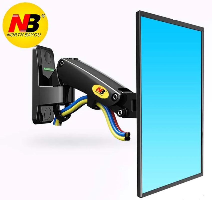 NB F120 17-27" Gas Spring Full Motion TV Wall Mount Bracket LCD Monitor Stand Aluminum Arm Bracket Silver 360 Rotate