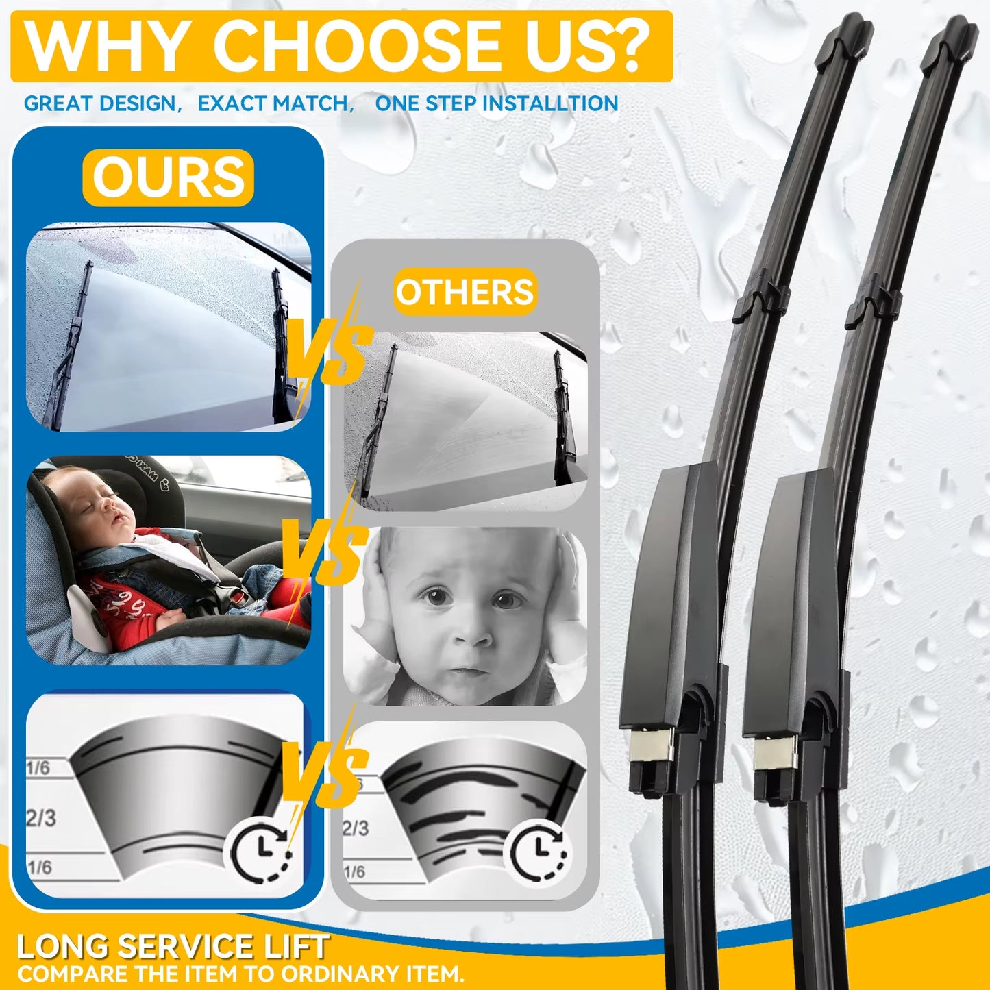 Erick'S Wiper LHD Front Wiper Blades for Audi A4 B7 S4 RS4 2004 - 2008 Windshield Windscreen Window Car Rain Brushes 22"+22"