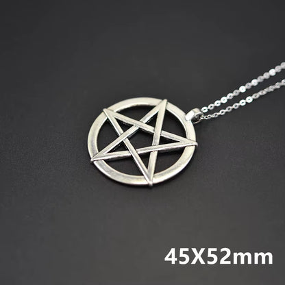 Goth Wicca Witch Pentacle Amulet Pentagram Pendant Women Necklaces Vintage Star Chain Collier for Men Kpop Gift Jewelry Making