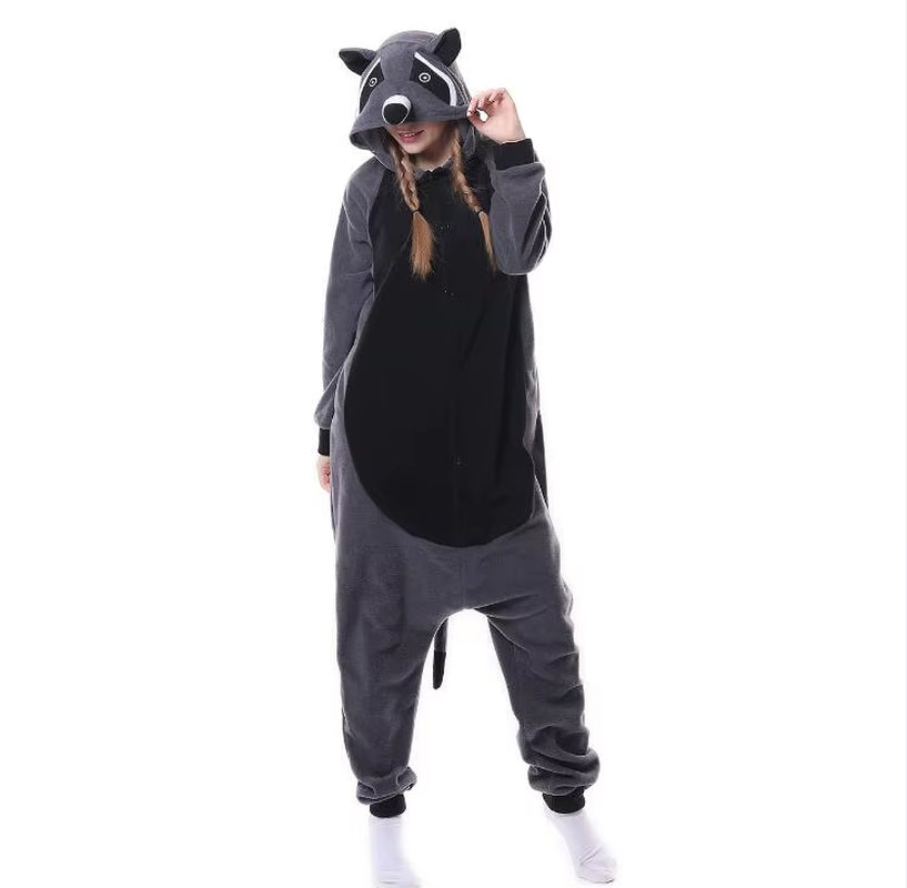 Blue Stitch Kigurumi Animal Adults Cat Bear Shark Onesies Pajama Raccoon Costumes Dragon Jumpsuit Christmas