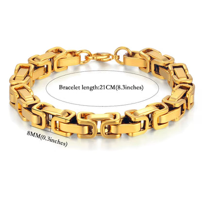 Mens 316L Stainless Steel Male Bracelet Wholesale Braslet Gold Silver Color Braclet Chunky Cuban Chain Link Bracelet for Man