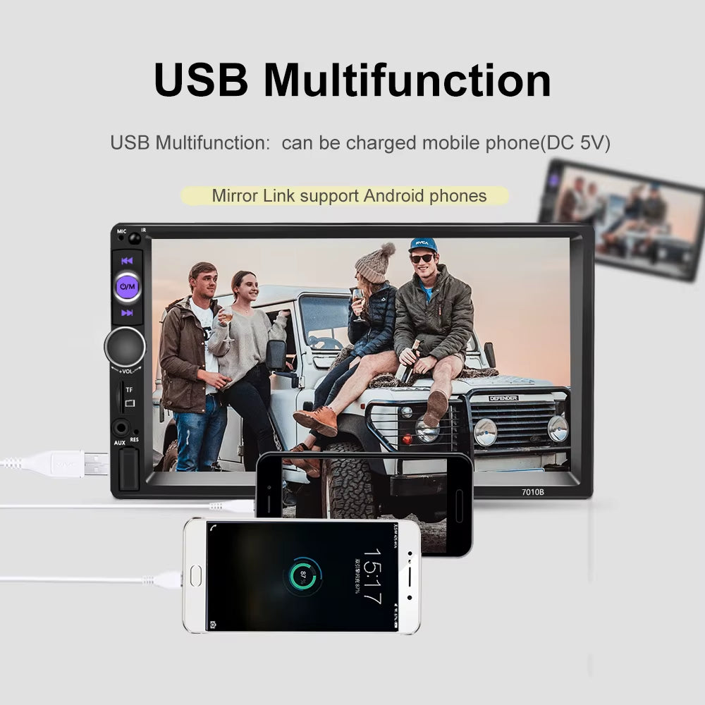 2 Din Car Radio 7" Bluetooth Stereo 2Din Video Multimedia Player Autoradio Touch Screen Auto Radio for Universal VW Kia