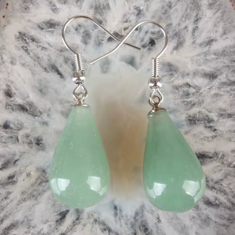 13X22MM Obsidian Clear Quartz Lapis Lazuli Rose Pink Quartz Opal Obsidian Drop Cone Bead Hook Dangle Earrings 1Pair