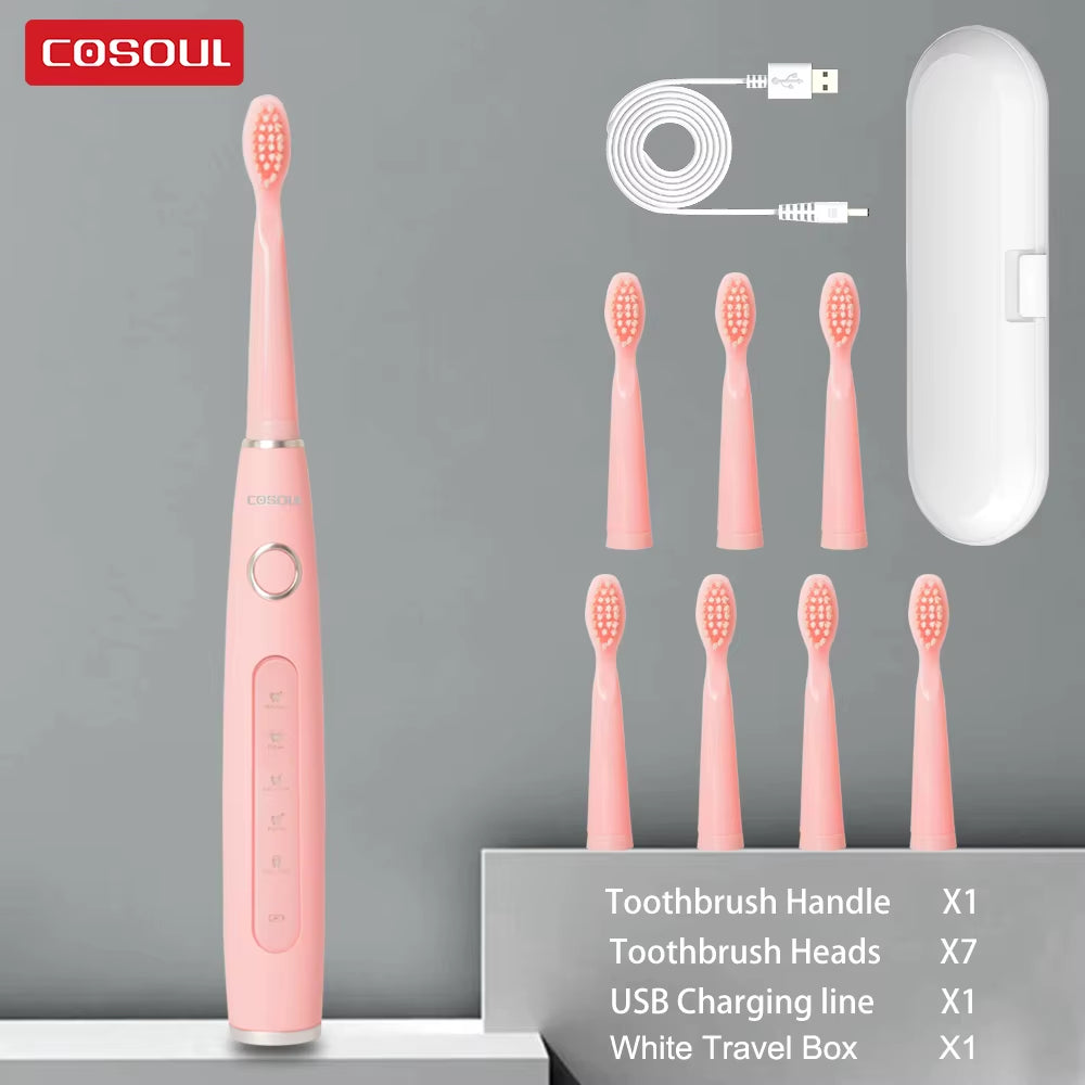 Electric Toothbrush Sonic Rechargeable Top Quality Smart Chip Toothbrush Head Replaceable Whitening Healthy Best Gift !