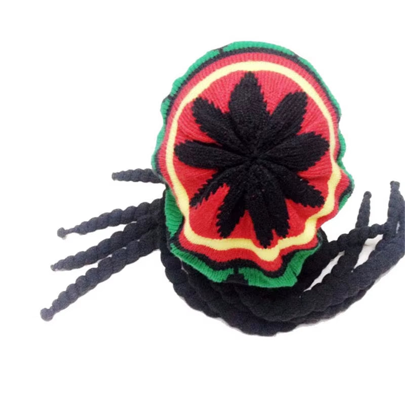 Men Women Jamican Rasta Hat Dreadlocks Wig Bob Marley Caribbean Fancy Dress Prop Unisex Knitted Beanie Hat