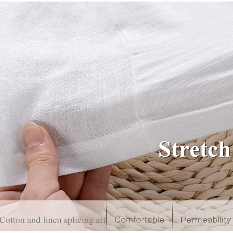 Designer Cartoon Embroidery Stitching Linen Short Sleeve T-Shirt Men Brand Casual round Neck White T Shirt for Men Camiseta