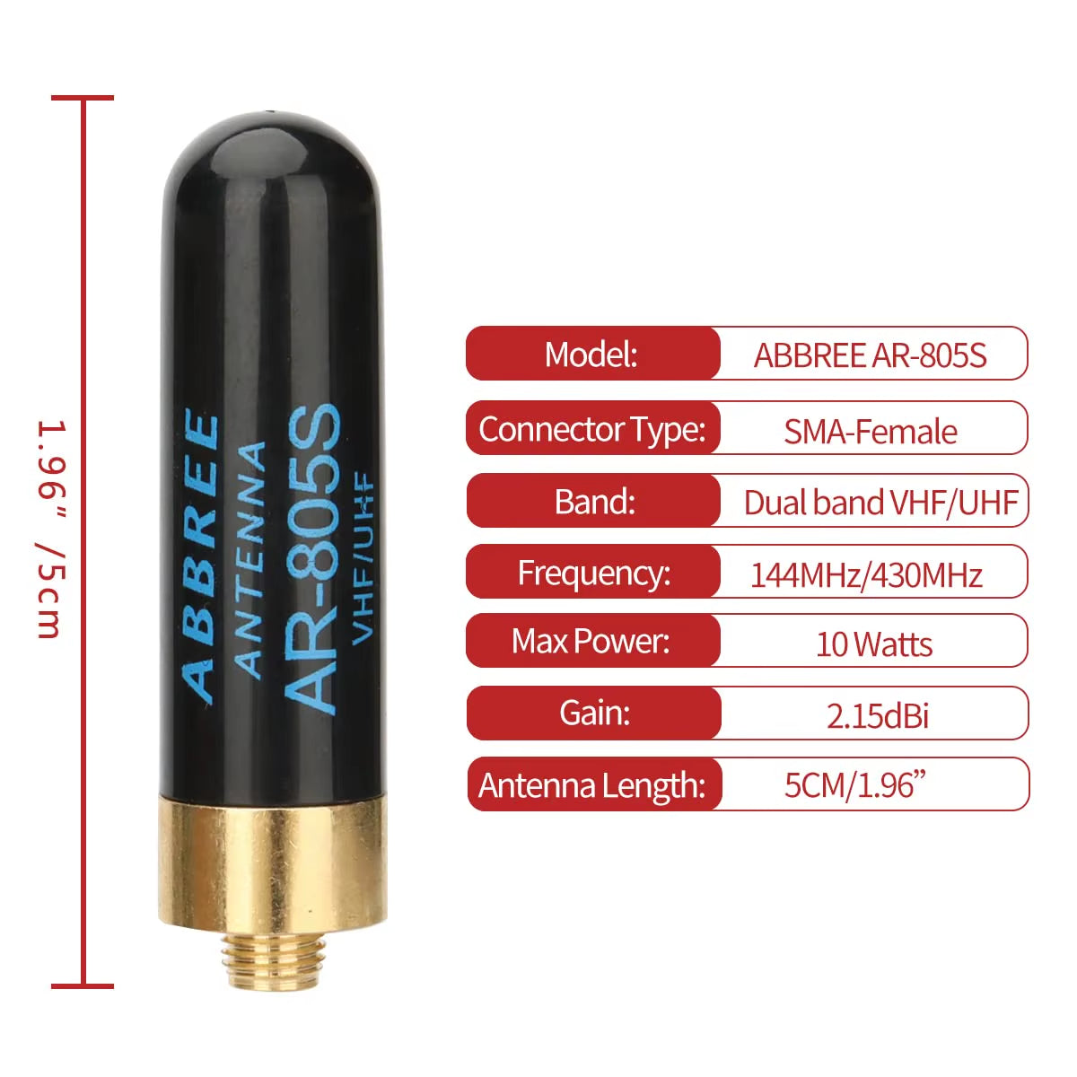 Mini Walkie Talkie Antenna AR-805S SMA- Female Dual Band High Gain Antenna for Baofeng BF-888S UV-5R UV-21 PRO Ham Radio