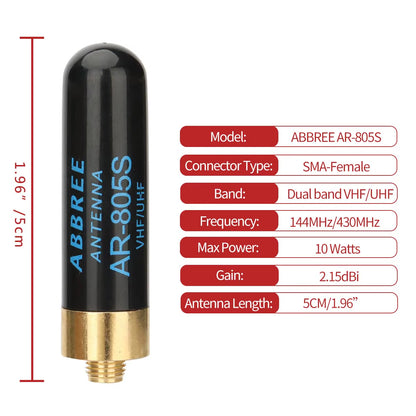 Mini Walkie Talkie Antenna AR-805S SMA- Female Dual Band High Gain Antenna for Baofeng BF-888S UV-5R UV-21 PRO Ham Radio