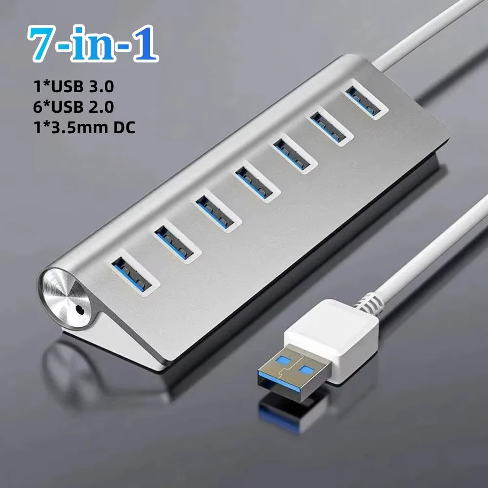 5Gbps High Speed USB 3.0 HUB 4/7Port USB 3.0 Port OTG Aluminum USB Splitter Docking Station Expander for Laptop Computer PC