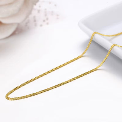 35Cm-80Cm 1Mm Thin 925 Sterling Silver Yellow Gold Colour Curb Chain Choker Necklaces Women Girls Jewelry Kolye Collares Collier
