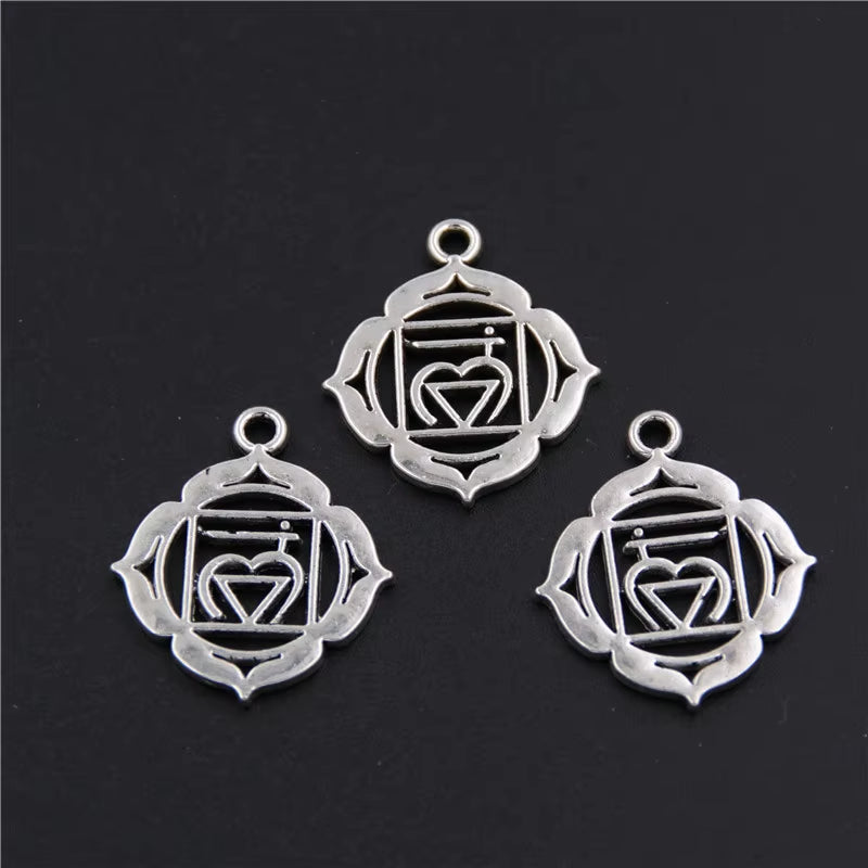21Pcs Silver Color 7 Chakra Charms Mandala Pendant Yoga OM Buddhist Metal for Jewelry Making Supplies