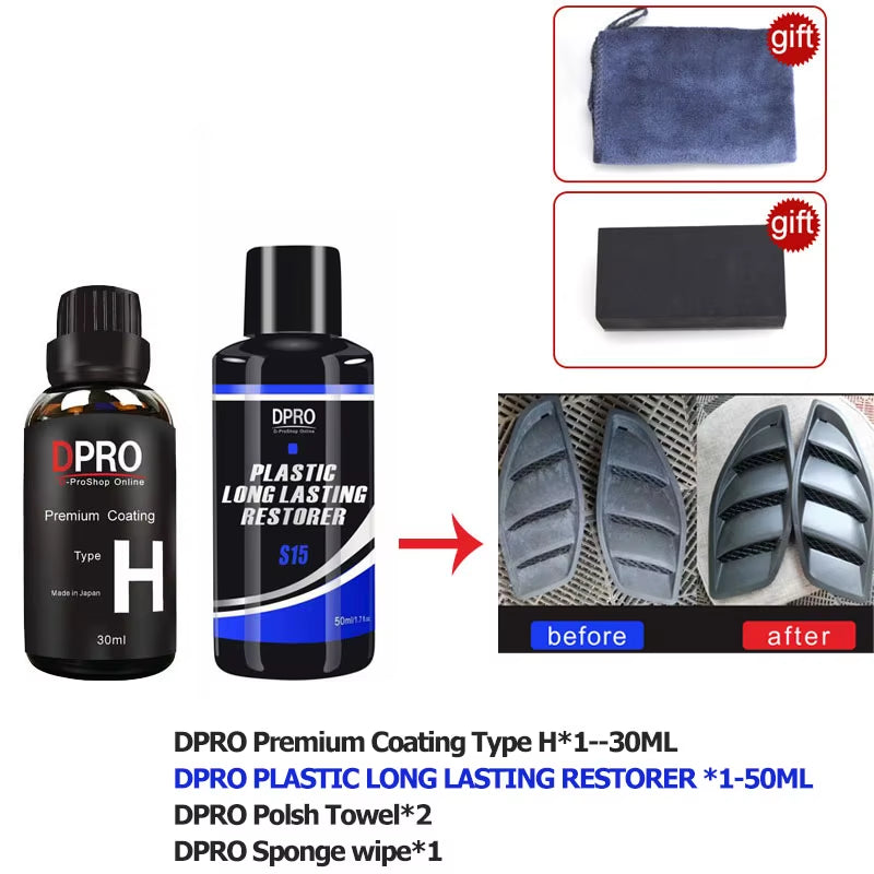 Dpro 9H Ceramic Car Coating Liquid Glass Waterproof Nano Ceramics Paint Care Anti-Scratch Hydrophobic Car Detailing Polish Kit