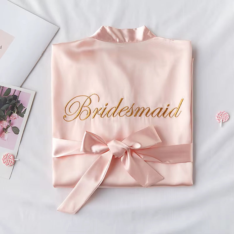 Wedding Bride Bridesmaid Robe Dressing Gown Sexy Women Bathrobe Nightgown Short Sleepwear Casual Flower Kimono Geisha M L XL