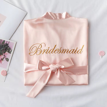 Wedding Bride Bridesmaid Robe Dressing Gown Sexy Women Bathrobe Nightgown Short Sleepwear Casual Flower Kimono Geisha M L XL