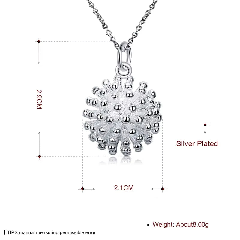 925 Sterling Silver Firework Flower Necklace Earring Set Popular Charm Nice Necklace Earring Sets Women'S Jewelry