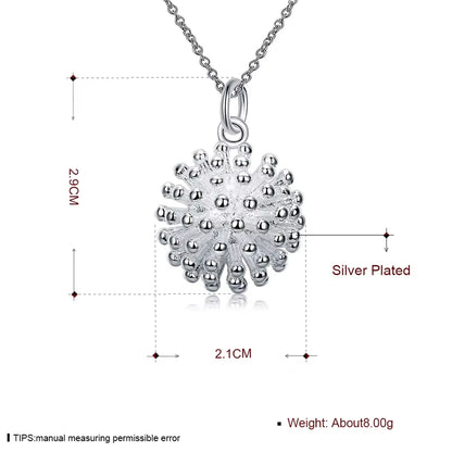 925 Sterling Silver Firework Flower Necklace Earring Set Popular Charm Nice Necklace Earring Sets Women'S Jewelry