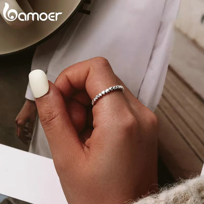 925 Sterling Silver Forever Love Heart Finger Ring Original Jewelry Gift Stackable Bague Korean Jewelry PA7108