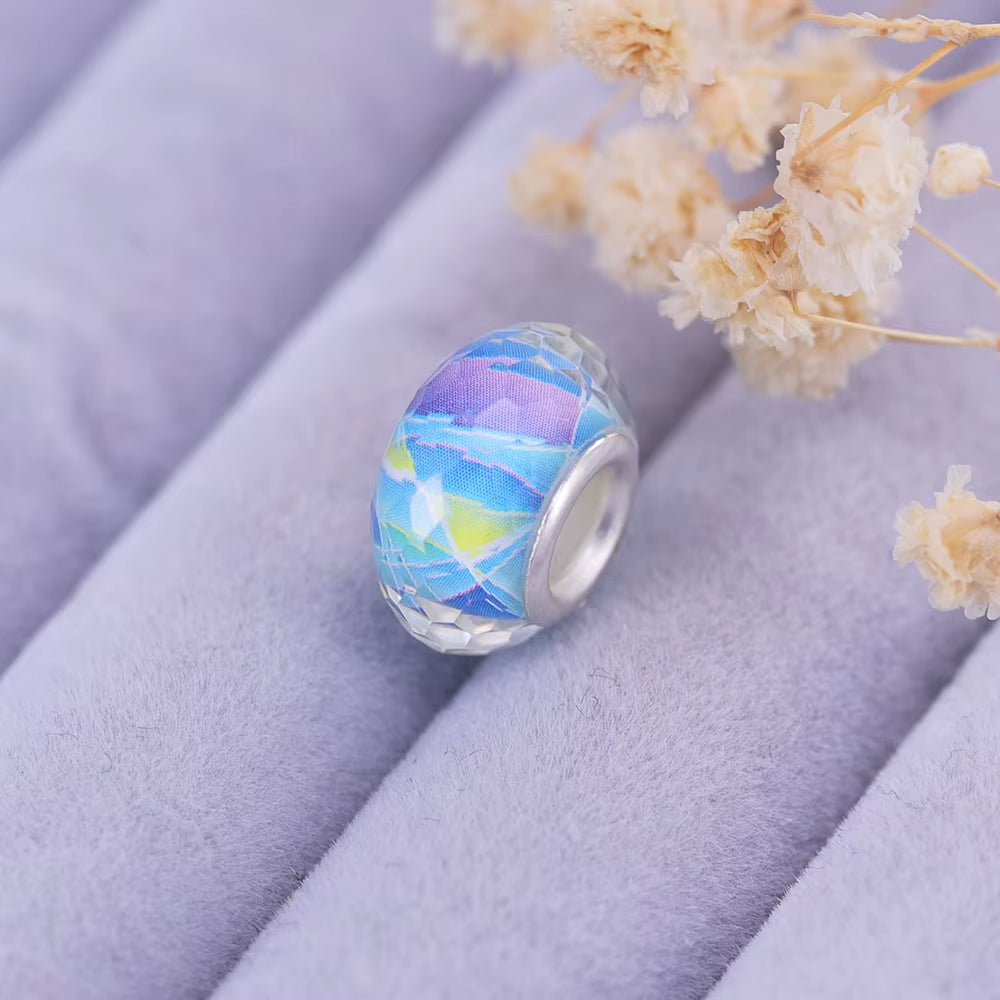 New European Colorful Lampwork Glass Bead Murano Plastic Aolly Charm Fit Pan Brand Bracelet Bangle Women DIY Jewelry Dropship