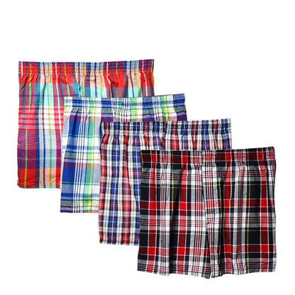 4PCS Mens Underwear Boxers Loose Shorts Men'S Panties Cotton the Large Plaid Arrow Pants plus Size Classic Basics Plaid