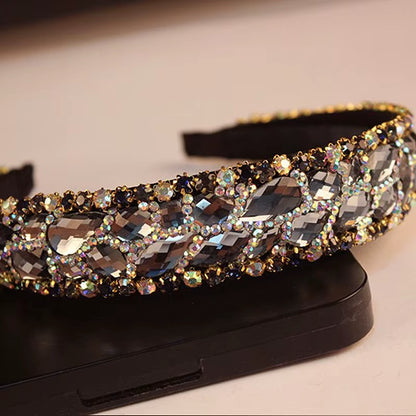 Handmade Black and Gray Luxury Crystal Stone Bridal Headbands Rhinestone Wedding Hairbands for Women Fashion Hair Accessories