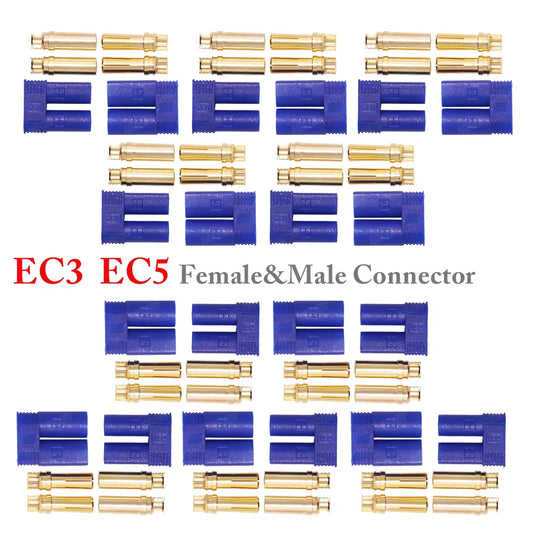 5Set/Lot EC3 3Mm/Ec5 5Mm Male Female Golden Bullet Connector Plug for RC ESC Motor Lipo Battery Car Airplane Boat Done DIY Parts
