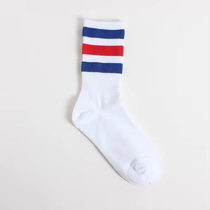 New Men/Women 3 Three Stripes Cotton Socks Retro Old School Hiphop Skate Long Short Meias Harajuku White Black Winter Cool