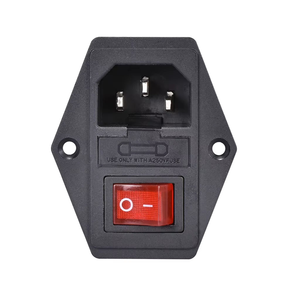 3D Printer Parts 10A 250V Power Switch AC Power Outlet with Red Triple Rocker Switch Fused Module Plug for 3D Printer