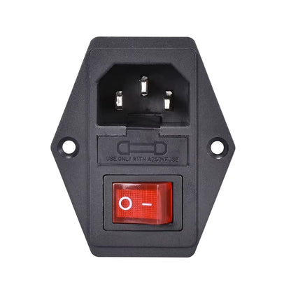 3D Printer Parts 10A 250V Power Switch AC Power Outlet with Red Triple Rocker Switch Fused Module Plug for 3D Printer