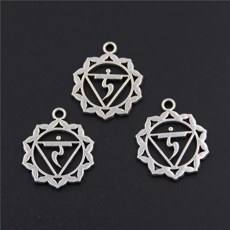 21Pcs Silver Color 7 Chakra Charms Mandala Pendant Yoga OM Buddhist Metal for Jewelry Making Supplies