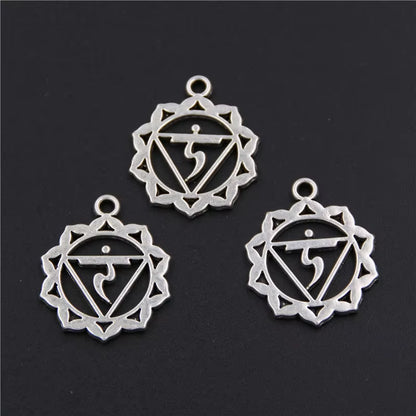 21Pcs Silver Color 7 Chakra Charms Mandala Pendant Yoga OM Buddhist Metal for Jewelry Making Supplies