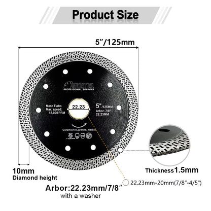 4/4.5/5Inch Diamond Cutting Disc Mesh Turbo Porcelain Tile Marble Stone Cutting Wheel Marble Circular Saw Blade Cutter