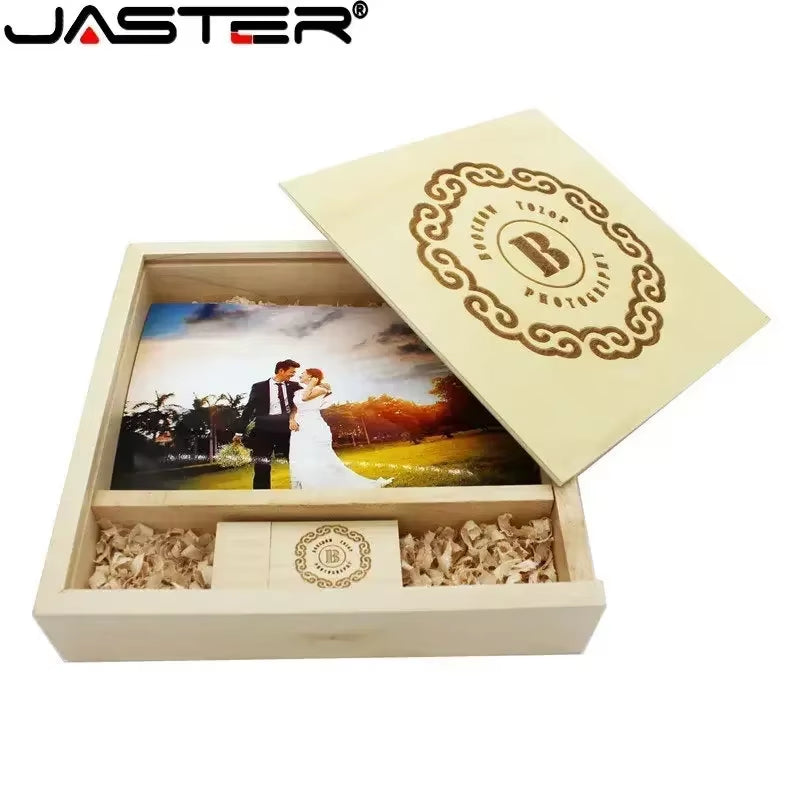 (1 PCS Free LOGO) Photo Unique Album Walnut Wood Usb+Box Pendrive USB Flash Drive 8GB 16GB 32GB 64GB 128GB Photography