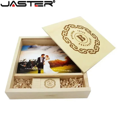 (1 PCS Free LOGO) Photo Unique Album Walnut Wood Usb+Box Pendrive USB Flash Drive 8GB 16GB 32GB 64GB 128GB Photography
